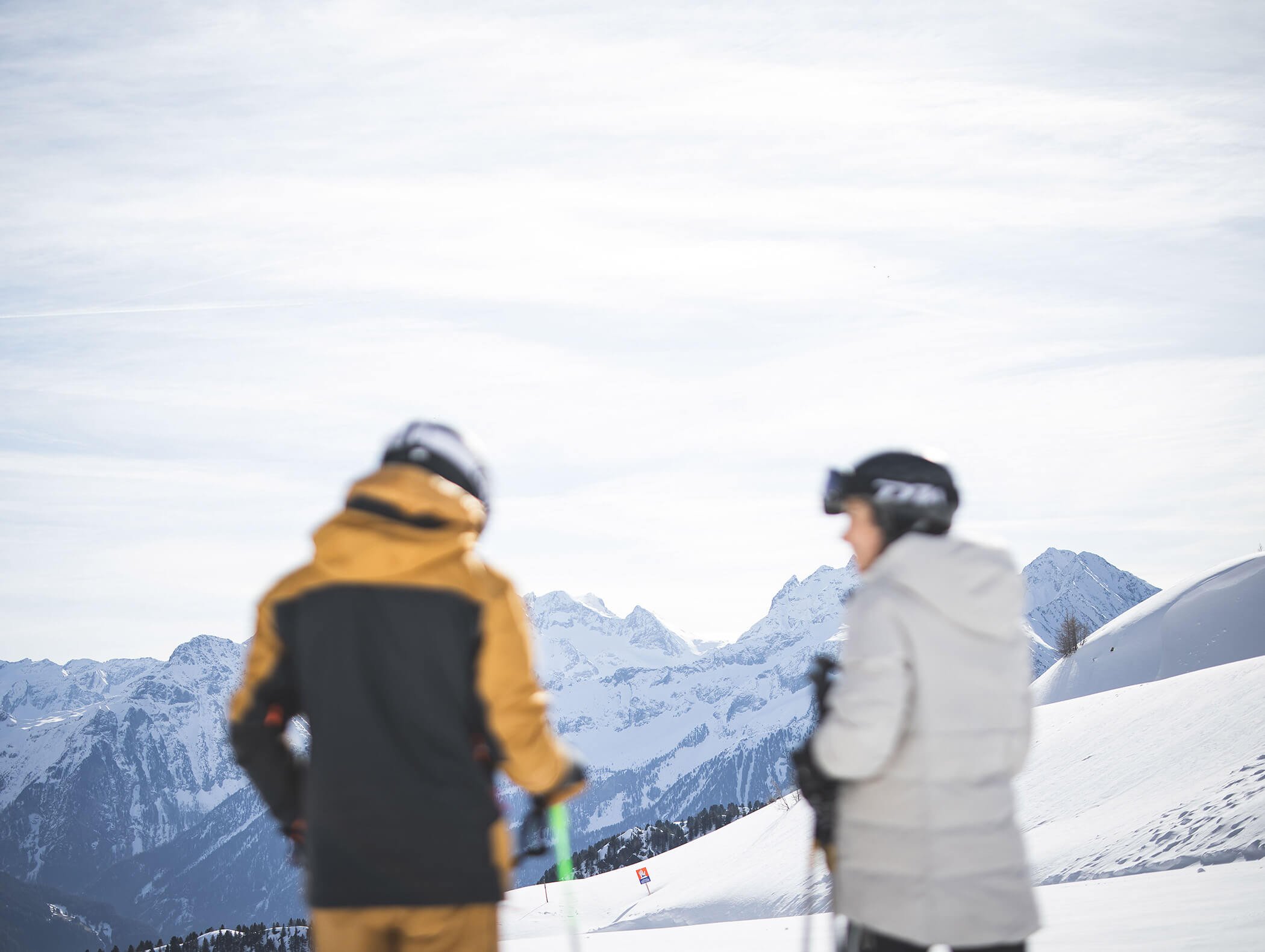 Due sciatori sulla pista di Speikboden - Pensione Oberwirt