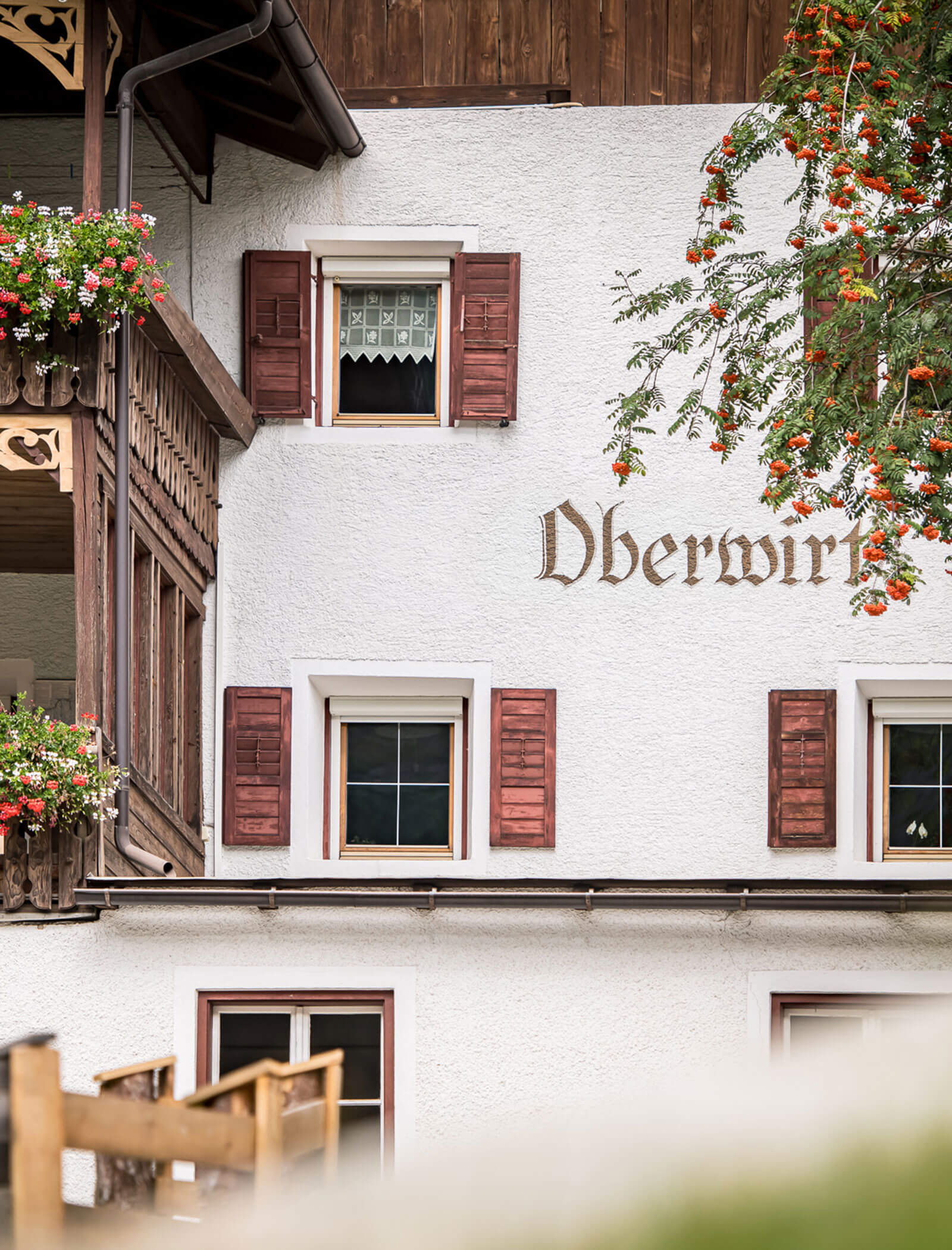 Pensione Oberwirt dall'esterno con accanto un albero